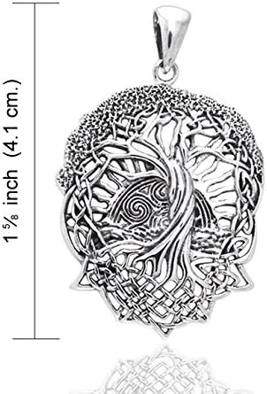 Miniatura 2 de Rising Sun - Colgante de plata de ley con nudo celta interconectado con árbol y raíces de la vida, Metal