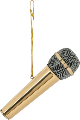 Miniatura 4 de Broadway Gifts Co - Micrófono de tono dorado pulido, adorno colgante de latón de 3 pulgadas, adorno de micrófono, regalos para músicos y cantantes
