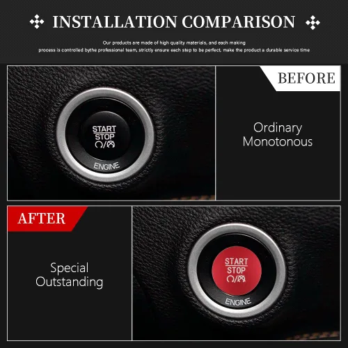 Miniatura 2 de LECART Pegatina Roja de Cubierta de Botón de Arranque que se Ajusta para Dodge Charger/Challenger/Durango/Ram 1500 Accesorios