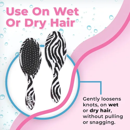 Miniatura 4 de Wet Brush Cepillo desenredante original, cebra, safari, todo tipo de cabello, cerdas ultrasuaves que se deslizan por los nudos con facilidad, peine