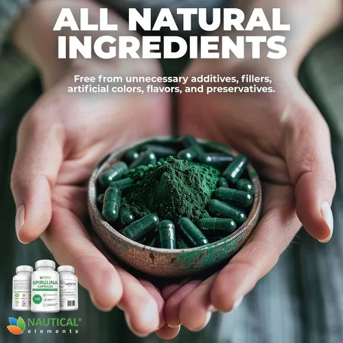 Miniatura 2 de Cápsulas de espirulina de 3000 mg – 40 porciones de cápsulas orgánicas de espirulina – Ricas en proteínas, antioxidantes y vitaminas – 240