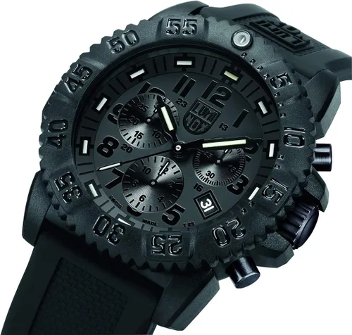 Miniatura 4 de Luminox Navy Seal Blackout XS.3081.BO.F Reloj para hombre de 1.73 pulgadas, reloj militar de buceo en función de fecha negra, cronógrafo de 656.2ft