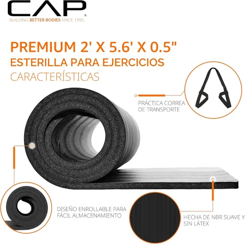 Miniatura 3 de CAP Barbell Colchoneta de yoga y ejercicio de alta densidad de 1/2 pulgada con correa Múltiples opciones