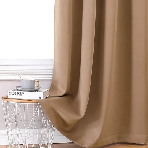Miniatura 6 de ChrisDowa Cortinas 100% opacas para dormitorio con forro negro, 2 capas gruesas, totalmente opacas, con aislamiento térmico y ojales, juego de 2