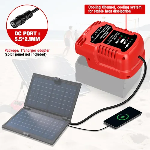 Miniatura 7 de Cargador solar para batería Milwaukee M18 de 18V, entrada 22V-30V, salida 21V 4A Max, adaptador de carga solar portátil al aire libre
