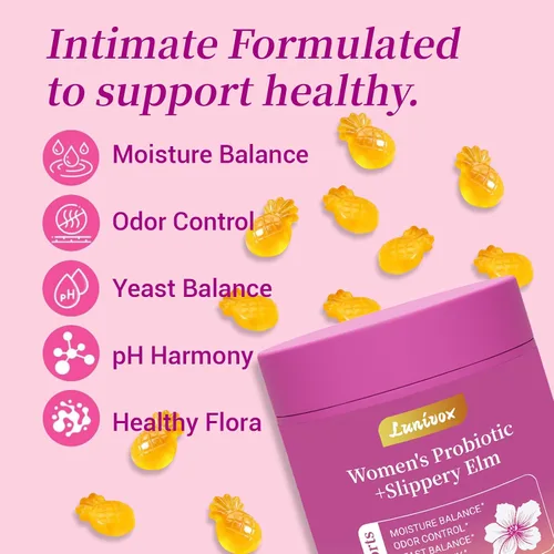 Miniatura 3 de Her Juicy - Gomitas de probióticos femeninos para mujeres, con prebióticos y olmo resbaladizo, promueve el equilibrio del pH, la salud intestinal