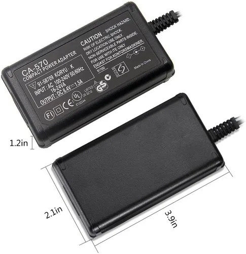 Miniatura 3 de Cargador adaptador de CA CA-570 compatible con Canon XA25, XA10, XA-20, XA30, HG20, XH-A1, XA-30, HF M31 HF S10 Vixia HF100, XA11, HF G20, FS200