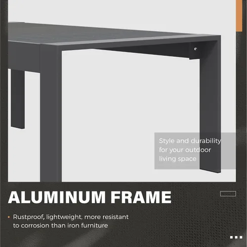 Miniatura 5 de Solaste - Mesa de café de aluminio para exterior, mesa rectangular de metal para patio todo clima, mueble para balcón, jardín, uso en interiores