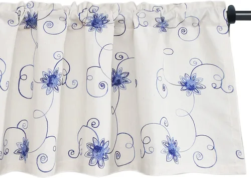 Miniatura 23 de VOGOL - Cenefa de cortinas bordadas con vides, cenefa con bolsillo para ventanas, 52 x 18 pulgadas, verde pasto