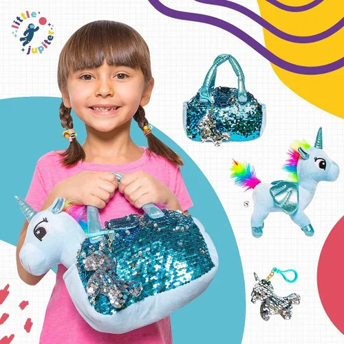 Miniatura 2 de Set de Mascotas de Peluche de Little Jupiter con Bolso - Animales de Peluche de Unicornio - Animales de Peluche para Niñas - Juguete de Peluche