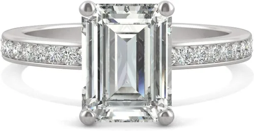 Miniatura 4 de Anillo de compromiso de moissanita de oro blanco de 14 quilates de Charles & Colvard de 0.354 x 0.276 in, 2.70 quilates de rocío
