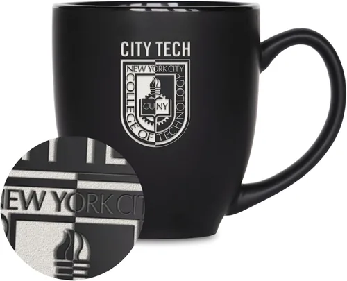 Miniatura 266 de Rico Industries - Taza de cerámica mate negra con grabado láser estándar de 15oz para NCAA (escuelas T & U) - Para bebidas calientes o frías
