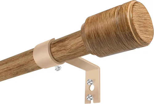 Miniatura 11 de Barras de cortina de 1 pulgada de diámetro de 30 a 45 pulgadas, para ventanas de 30 a 39 pulgadas, varillas negras de madera entretejidas ajustables