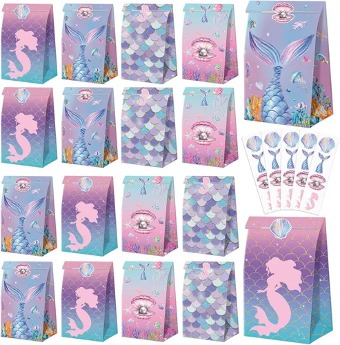 Miniatura 9 de XJLANTTE Bolsas de regalo de fiesta de neón brillante, 20 bolsas de regalo de neón con calcomanías, bolsa de papel de color fluorescente