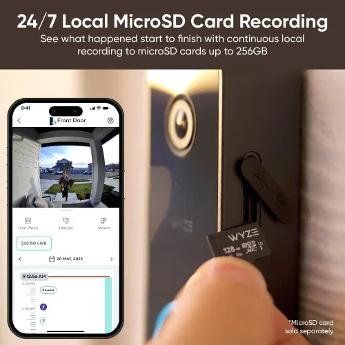 Miniatura 6 de Cámara de timbre v2 + Kit de cuña, timbre de video inteligente 2K con aviso de voz activado por movimiento, visión nocturna, audio bidireccional
