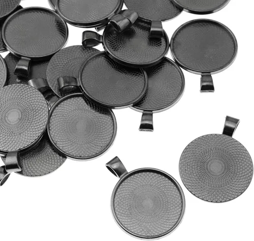 Miniatura 10 de Bandejas colgantes de bisel redondo, cabujón, base en blanco para manualidades, fotos, joyas, hallazgos, fabricación de accesorios, Plata Plata