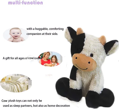 Miniatura 3 de Animales de peluche de vaca de 9 pulgadas, peluche de vaca suave para niños