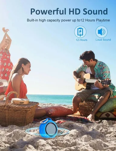 Miniatura 4 de Kunodi - Bocina Bluetooth resistente al agua, para exteriores, minibocina de viaje inalámbrica y portátil para ducha con subwoofer, graves Azul