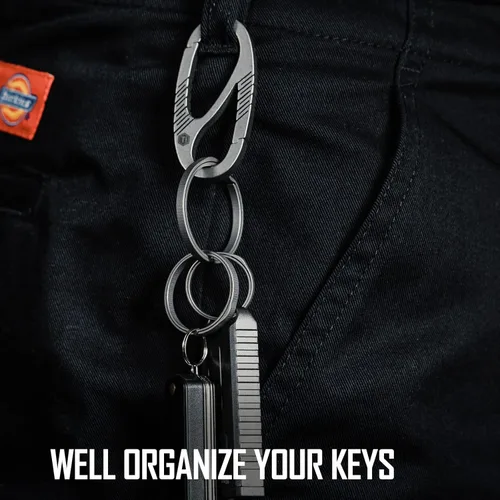 Miniatura 7 de KeyUnity Llavero para llavero, anillo dividido de titanio de 22/27/1.299 in, anillo de empuje lateral redondo plano para hombre y mujer