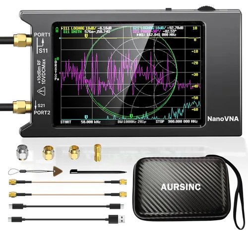 AURSINC Analizador de red vectorial NanoVNA H4, Lastest V4.4 9kHz-1.5GHz 4 pulgadas, analizador de antena de 4 pulgadas, con bolsa de almacenamiento