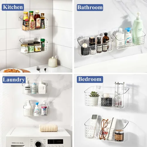 Miniatura 4 de Almacenamiento de juguetes de baño, 2 paquetes, soporte grande para juguetes de baño, organizador de juguetes de bañera de secado rápido, Blanco