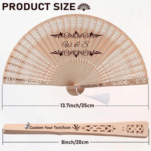 Miniatura 4 de Ventilador de mano personalizado, abanicos de boda personalizados, abanicos de mano plegables de madera con bolsas de organza, recuerdos de boda 30
