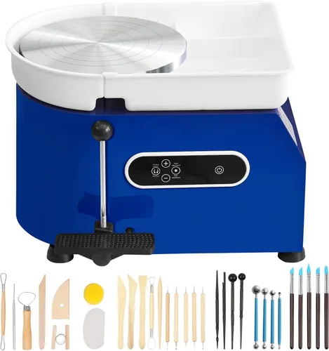 Miniatura 9 de VEVOR Rueda de Alfarería de 11 pulgadas para Adultos Principiantes, Máquina Formadora de Rueda Cerámica de 450W con Pantalla Táctil LCD, Mango