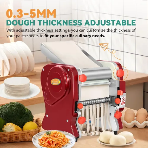 Miniatura 2 de Newhai Máquina de pasta eléctrica comercial, máquina automática de fideos, máquina de prensado de rodillos de masa de alta resistencia 2 en 1