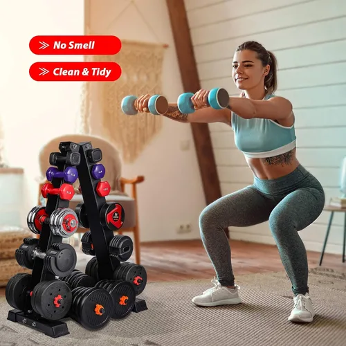 Miniatura 8 de Soporte para mancuernas solamente, soporte de pesas para mancuernas, marco en A, compacto para gimnasio en casa, ahorro de espacio
