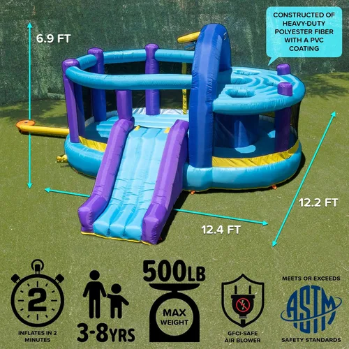 Miniatura 10 de Sportspower INF-2415 Whack-A-Play - Casa inflable con aro de baloncesto, tobogán y soplador de inflado rápido: edad recomendada de 3 a 8 años