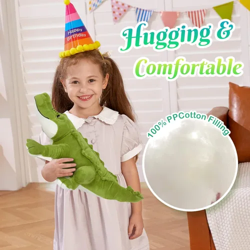 Miniatura 4 de Lindo animal de peluche de cocodrilo suave y realista para abrazar, almohada de peluche de cocodrilo para cumpleaños, día del niño, Navidad