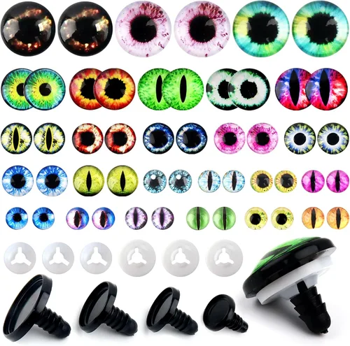 TOAOB - 50 ojos de seguridad para Amigurumis de 0.551 in, 0.630 in, 0.709 in, 0.945 in, ojos de seguridad de dragón de cristal, para manualidades,