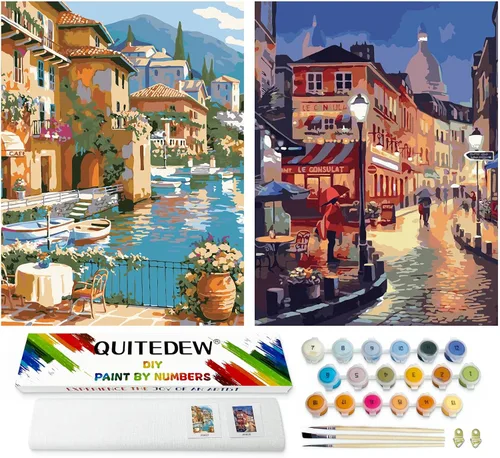 Miniatura 17 de QUITEDEW Pintura por números para adultos, pintura de cascada de montaña por números, kits de pintura de paisaje natural por números, adecuado