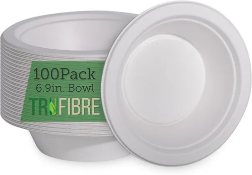 Miniatura 8 de Cuencos de papel de 12 onzas, paquete de 100 unidades, 100% compostable, resistente, ecológico, cuencos desechables biodegrables para cereales