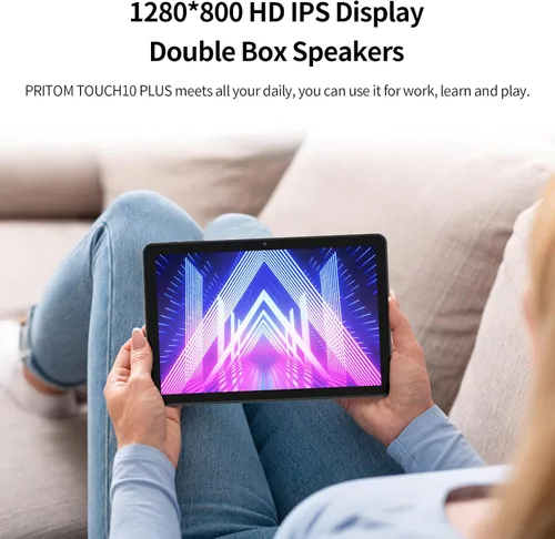 Miniatura 5 de PRITOM Tablet Android 15 de 10 pulgadas, Octa-Core, WiFi 5Ghz, pantalla IPS HD, tabletas de 64 GB con teclado, una funda personalizada, cargador