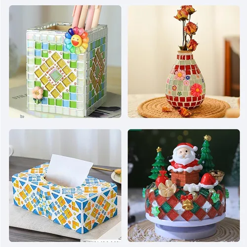 Miniatura 6 de Azulejos de mosaico de bricolaje para manualidades, kits de mosaico de vidrio colorido para adultos, 915 piezas de azulejos de mosaico de vidrieras