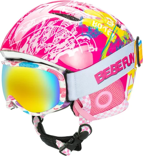 Miniatura 12 de Casco de esquí para niños pequeños y niños, casco de snowboard con gafas para actividades de nieve, ultraligero, comodidad y calidez