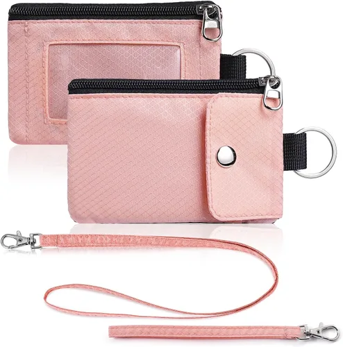 Miniatura 20 de Artpaxy Cartera minimalista para hombres y mujeres, llavero con bloqueo RFID, con cremallera, pequeña cartera con ventana de identificación, 2