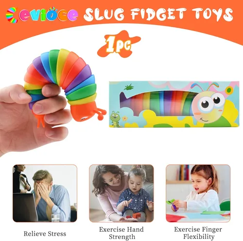 Miniatura 6 de Cevioce Juguetes para la ansiedad con forma de babosa, juguetes sensoriales para niños y adultos, 1 unidad de juguetes sensoriales para niños