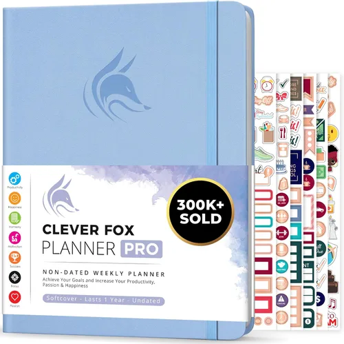 Clever Fox Planner PRO – Planificador de vida semanal y mensual para aumentar la productividad, el manejo del tiempo y alcanzar tus objetivos, 8.5 x