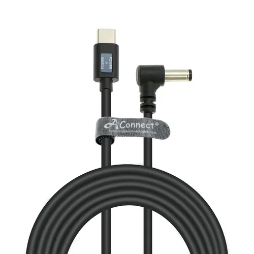 Cable de alimentación tipo C de ángulo recto macho de 12 V PD a CC de 0.217 x 0.098 in con indicador de alimentación para monitores LCD KiPRO,