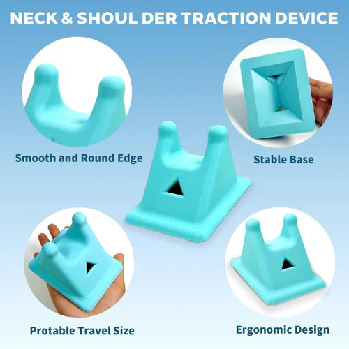 Miniatura 3 de Juego de 2 masajeadores de cuello y estirador, dispositivo de tracción cervical para liberación de tensión de hombro, relajante muscular de punto