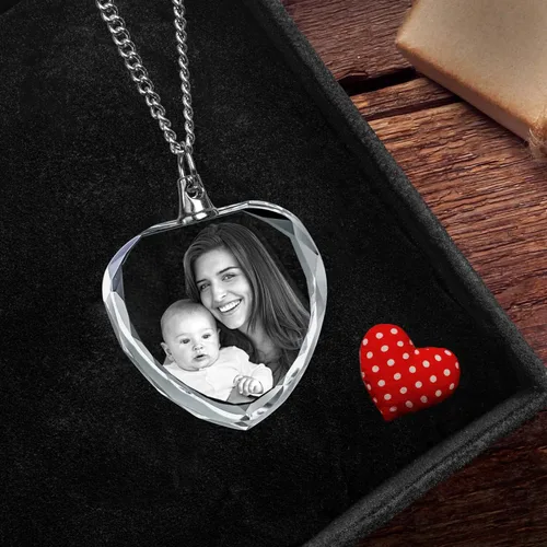 Miniatura 3 de ArtPix 3D Collar personalizado de corazón con foto de cristal, regalo personalizado para padre, papá, hombres, mujeres, él, ella, abuelo, grandes