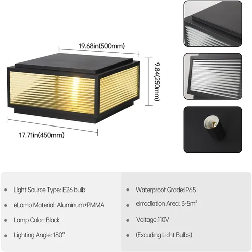 Miniatura 7 de SLAWA Tapas de poste al aire libre Luces de poste de aluminio fundido Accesorio de iluminación de linterna de poste exterior con base E26 Tapas