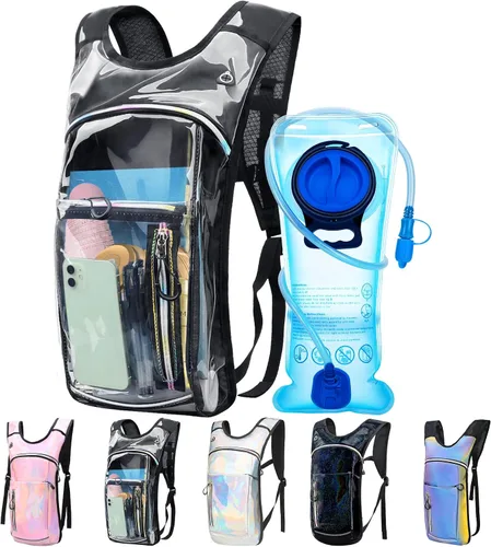 Miniatura 9 de Mochila de hidratación, mochila de agua con vejiga de agua de 2 L, paquete de hidratación esencial para festivales y rave, aislamiento ligero