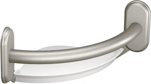 Miniatura 6 de Moen LR2354DBN Barra de agarre curvada de baño de 9 pulgadas con estante esquinero integrado, níquel cepillado