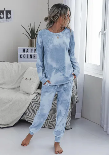 Miniatura 68 de Prettygarden - Conjunto de pijama de dos piezas para mujer, diseño de teñido anudado, sudadera informal de manga larga con pantalones largos, ropa