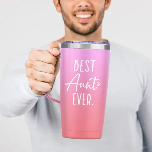 Miniatura 3 de SANDJEST Mejor Taza para Tía Taza de Tía con Asa 20oz Acero Inoxidable Taza de Café Aislada para Viaje Regalos para Tías de Sobrina Sobrino Regalo