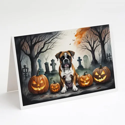 Miniatura 64 de Caroline's Treasures DAC2018GCA7P - Tarjetas de felicitación y sobres de Halloween espeluznantes de Border Collie, paquete de 8 tarjetas en blanco