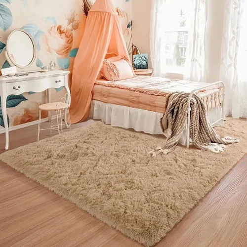 Miniatura 8 de HOMORE - Alfombras Beige Claro para Sala de Estar, Alfombra de Pelo Largo 5x7, Alfombra Esponjosa para Dormitorio, Alfombra Moderna Antideslizante